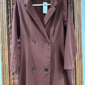 Elegant Brown Double-Breasted Women's Dress